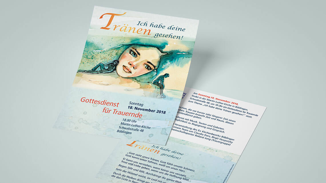 KFS STUDIO Referenzen – Gottesdienst für Trauernde, Wir erstellen Handouts und emotionale Bildkonzepte.